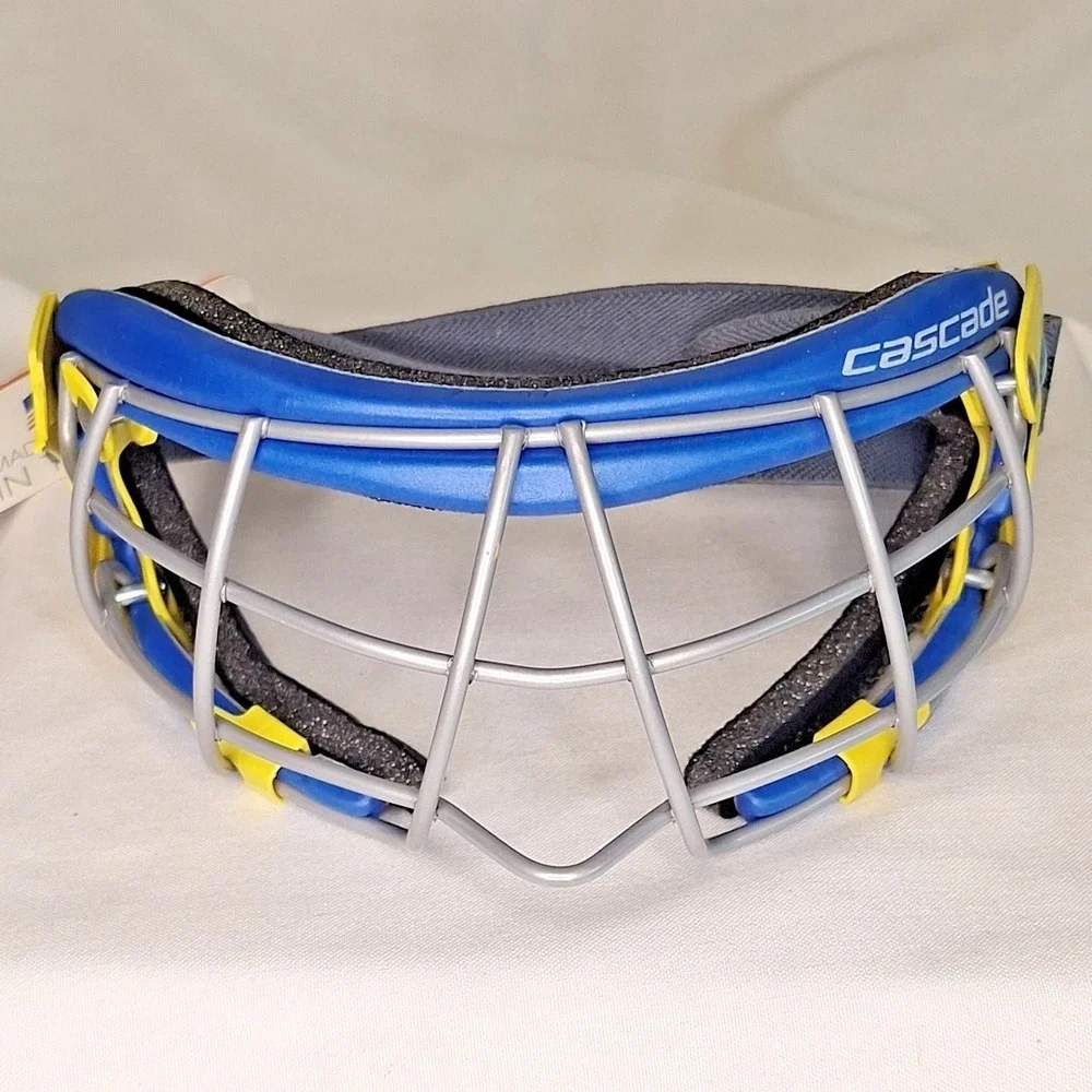 New Cascade Iris Adult Lacrosse Face Mask Adjustable Straps Goggles Blue Yellow